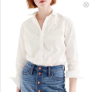 J Crew White Collared Long Sleeve